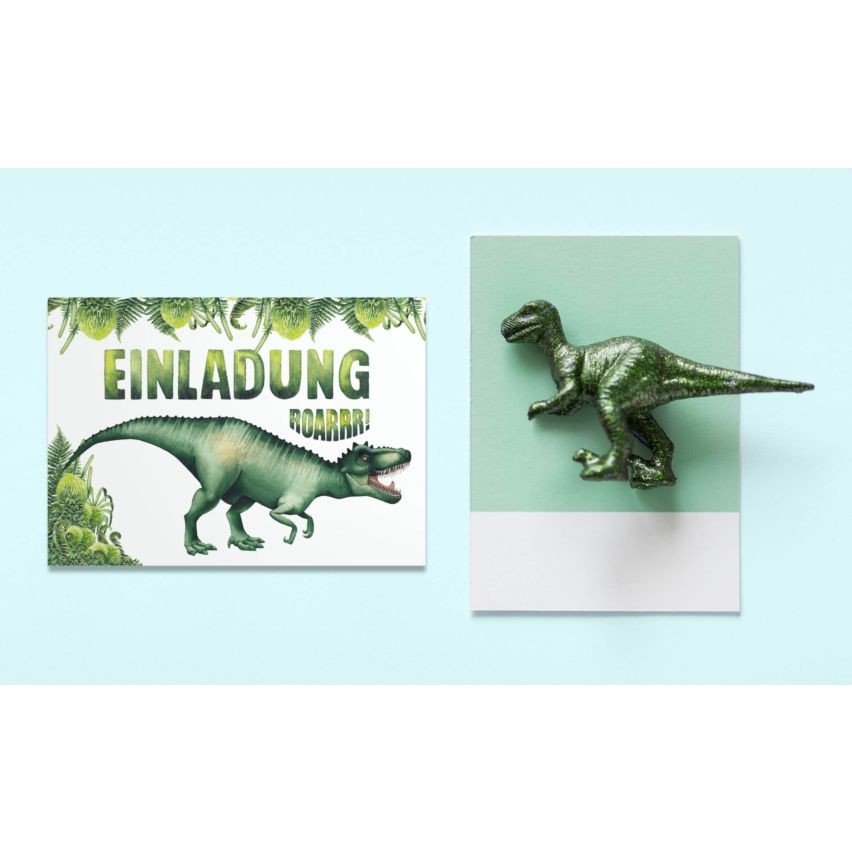 12 Einladungskarten Kindergeburtstag Dinosaurier