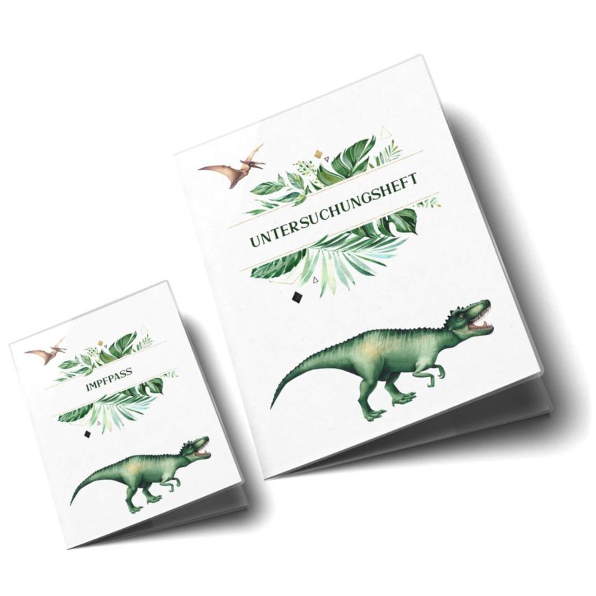 U-Heft Set 3-teilig ohne Personalisierung, Dinos U-Heft Hüllen 3-teilig Set Dinosaurier Untersuchungsheft Hülle & Impfpasshülle schöne Geschenkidee