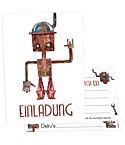 12 Einladungskarten Kindergeburtstag Roboter