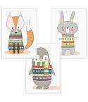 Kinderzimmer Poster (Fuchs Pinguin Hase)