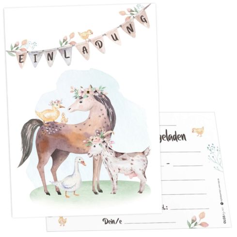 12 Einladungskarten Kindergeburtstag Bauernhof