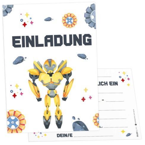 12 Einladungskarten Kindergeburtstag Transformer