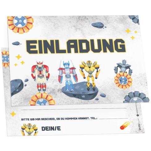 12 Einladungskarten Kindergeburtstag Transformer Freunde