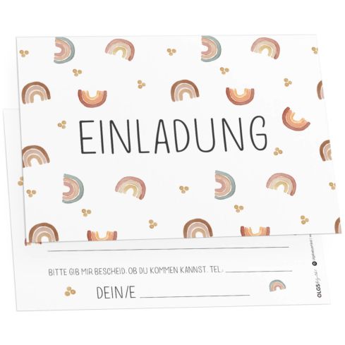 12 Einladungskarten Kindergeburtstag Regenbogen