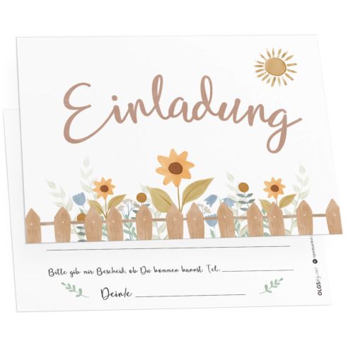 12 Einladungskarten Kindergeburtstag Sonnenblume