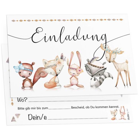 12 Einladungskarten Kindergeburtstag Cute Boho Freunde