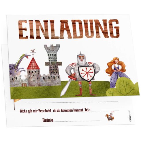 12 Einladungskarten Kindergeburtstag Ritter