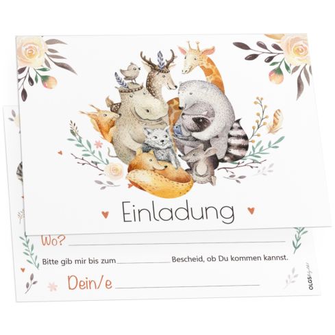 12 Einladungskarten Kindergeburtstag Boho Freunde