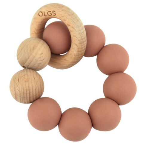 Beißring aus Silikon und Holz (Muted)