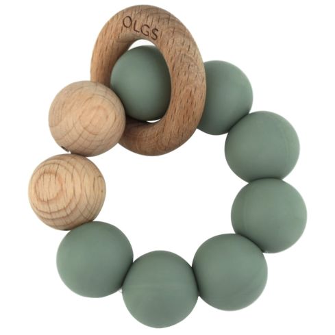 Beißring aus Silikon und Holz (Sage)