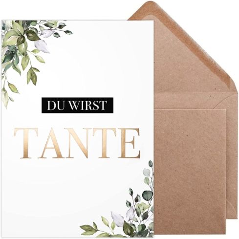 Karten zur Schwangerschaftsverkündung (Du wirst Tante, Gold)