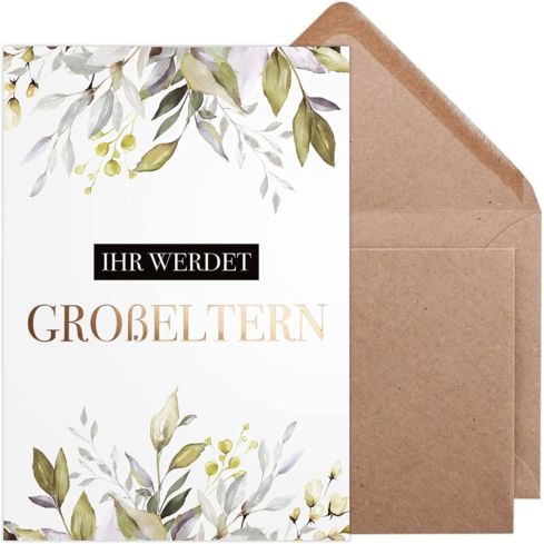 Karten zur Schwangerschaftsverkündung (Ihr werdet Großeltern, Gold)