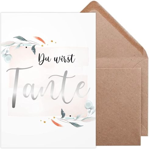 Karten zur Schwangerschaftsverkündung (Du wirst Tante, Silber)