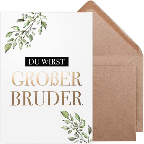 Karten zur Schwangerschaftsverkündung (Du wirst großer Bruder, Gold)