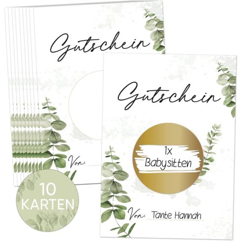 Rubbelkarten Set Eukalyptus 10 Stück