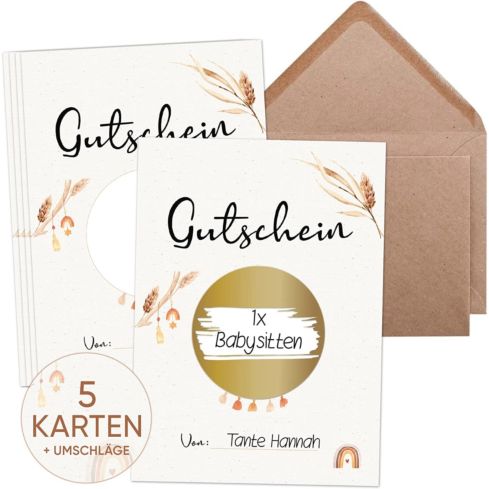 Rubbelkarten Set Boho 5 Stück mit Umschlag