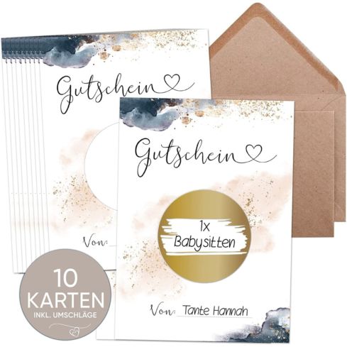 Rubbelkarten Set Splash 10 Stück mit Umschlag