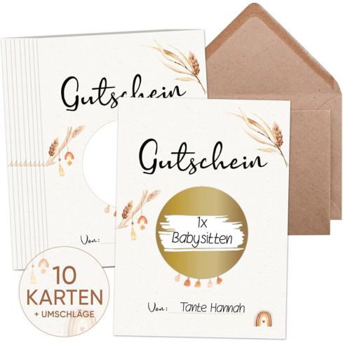 Rubbelkarten Set Boho 10 Stück mit Umschlag