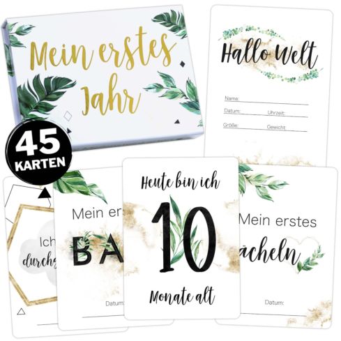 Baby Meilensteinkarten Tropical Green