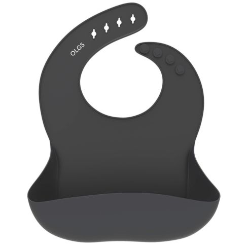 Silikon Baby Lätzchen mit Auffangschale (Dark grey, Dunkelgrau, Anthrazit)