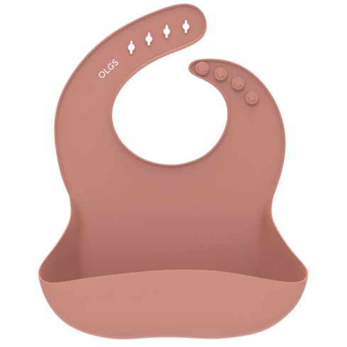 Silikon Baby Lätzchen mit Auffangschale (Muted, Pastell Rosa)