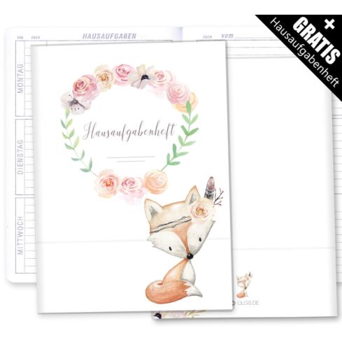 Hausaufgabenheft inkl. Hülle Cute Boho inkl. Heft