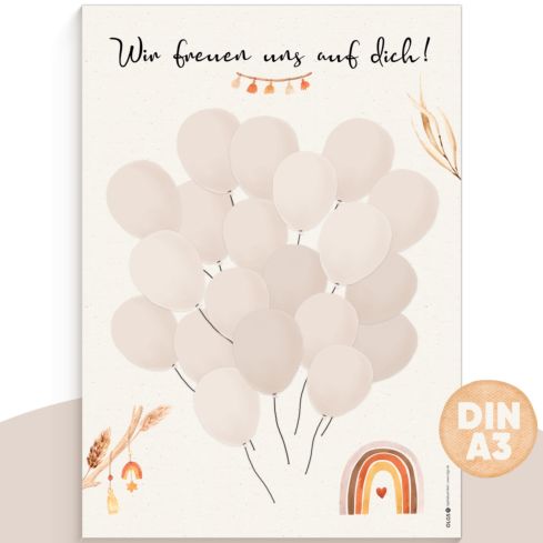 Gästebild Luftballons DIN A3 Boho