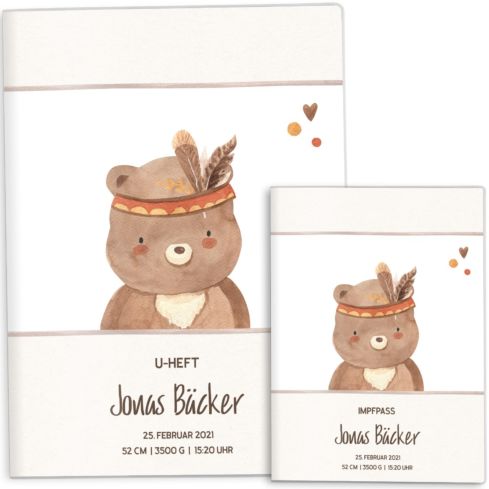 U-Heft- und Impfpasshülle Indianer Freunde