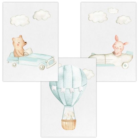 Kinderzimmer Poster (Autos & Heißluftballon)