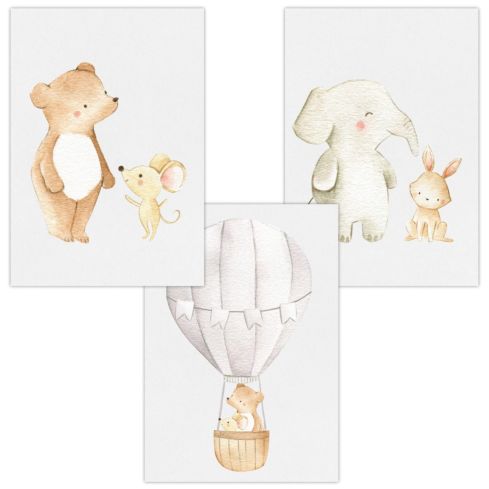 Kinderzimmer Poster (Freunde & Heißluftballon)