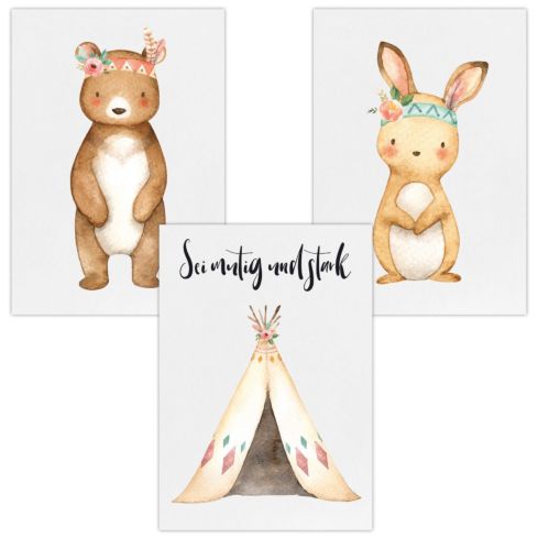 Kinderzimmer Poster (Sei mutig und stark)