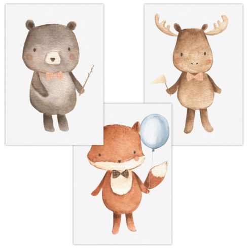 Babyzimmer Poster (Bär Fuchs Hirsch)