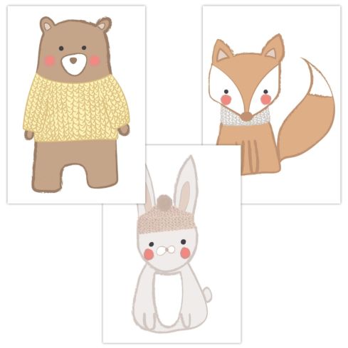 Kinderzimmer Poster (Bär Hase Fuchs)