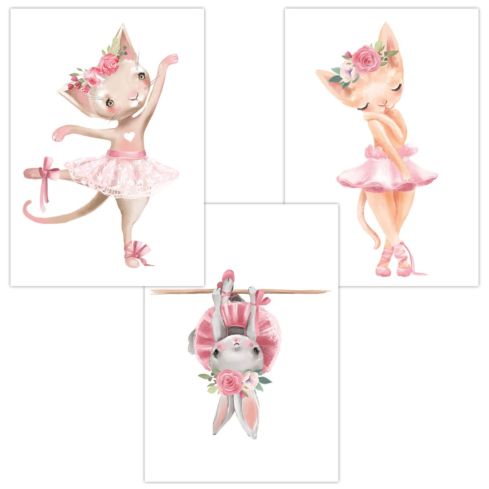 Babyzimmer Poster (Ballerina Cats)