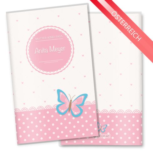 Mutter-Kind-Pass Hülle rosa Herzchen