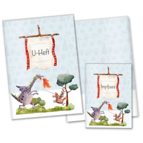 U-Heft- und Impfpasshülle Ritter und Drachen