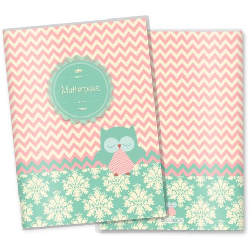 Mutterpass Hülle 3-teilig Eule Augen zu