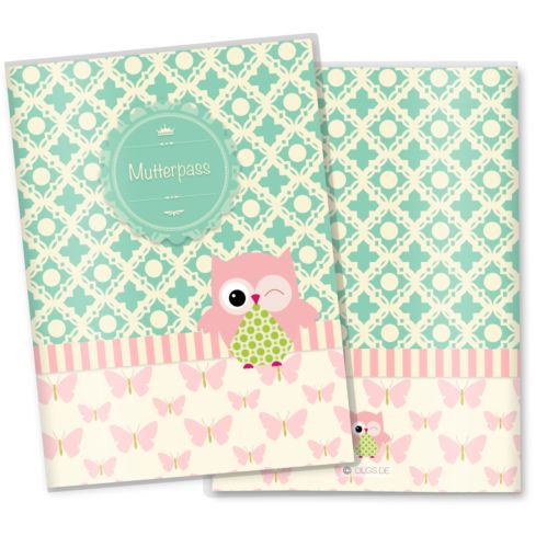 Mutterpass Hülle 3-teilig Eule & Schmetterling