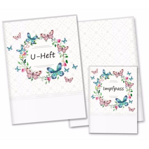 U-Heft- und Impfpasshülle Blumenkranz