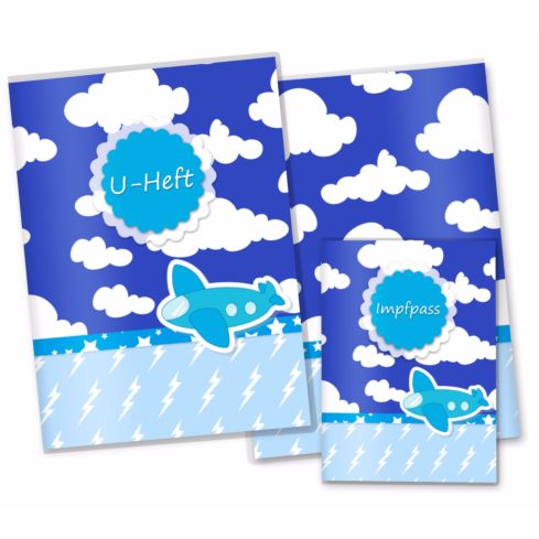 U-Heft- und Impfpasshülle Wolken Flugzeug