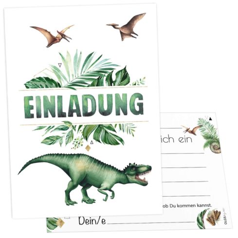 12 Einladungskarten Dinosaurier (Dino Jungle)