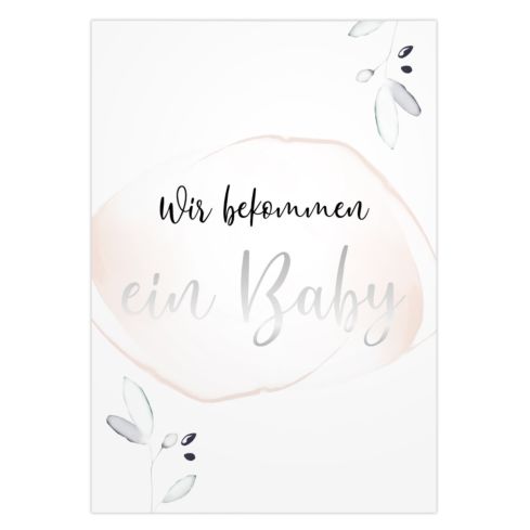 Karten zur Schwangerschaftsverkündung (Wir bekommen ein Baby, Silber)