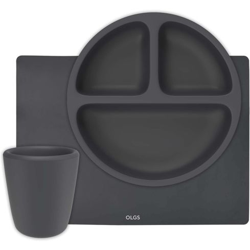 OLGS Silikon Kindergeschirr-Basic Set (Dark Grey)