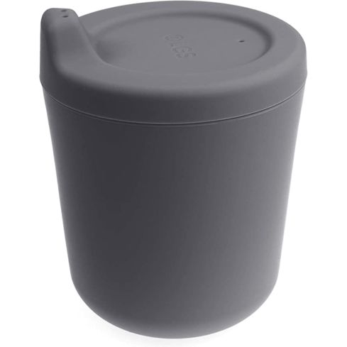 OLGS Trinkbecher für Kinder aus Silikon 170ml mit Deckel (Dark Grey)
