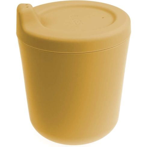 OLGS Trinkbecher für Kinder aus Silikon 170ml mit Deckel (Mustard)