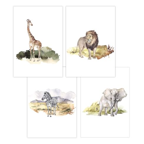 Kinderzimmer Bilder (Giraffe Löwe Zebra Elefant)