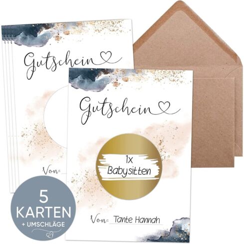 Rubbelkarten Set Splash 5 Stück mit Umschlag
