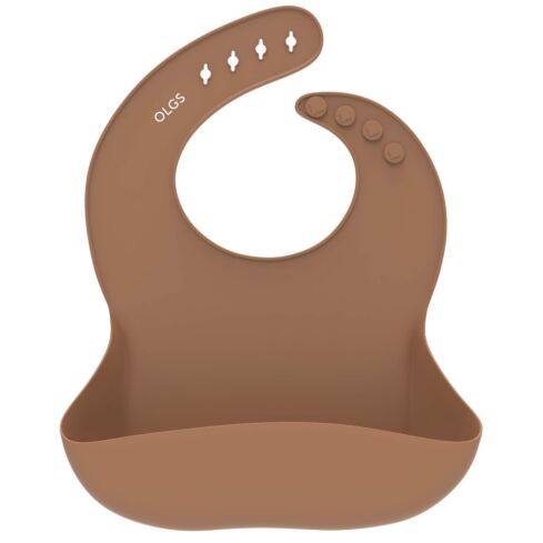 Silikon Baby Lätzchen mit Auffangschale (Clay, Braun)