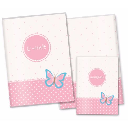 U-Heft Hülle SET rosa Herzchen