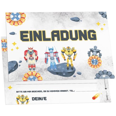 12 Einladungskarten Kindergeburtstag Transformer Freunde